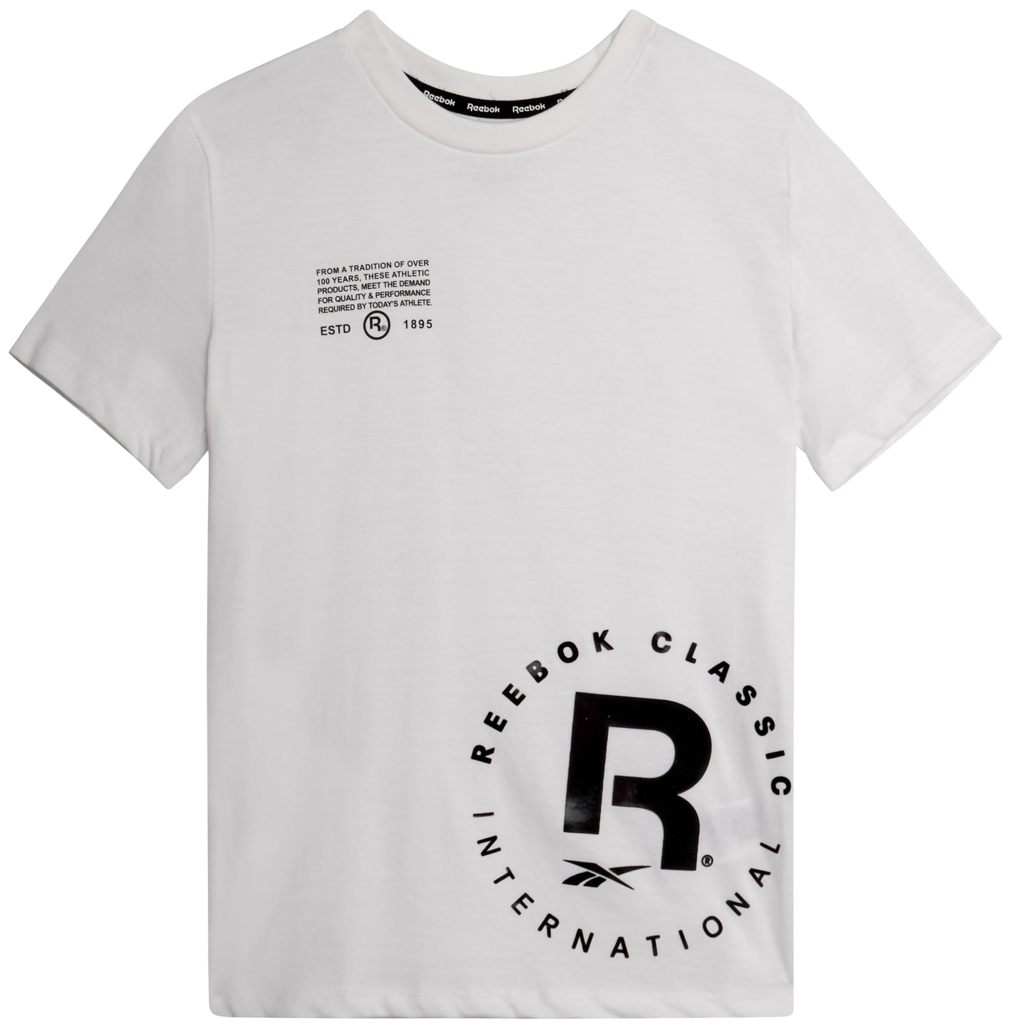 Reebok Boys' Short Sleeve Tee Shirt - Casual Performance Cotton Crew Neck Logo Graphic Tees for Boys (Sizes: 4-20)